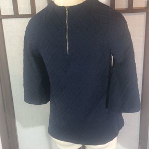 Sunday in Brooklyn navy 3/4 length sleeve top woven pattern sz XS/ bell sleeves